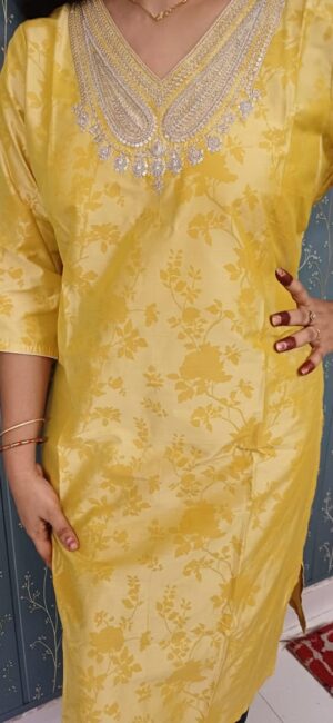 shop online yellow women kurta specially puja rituals